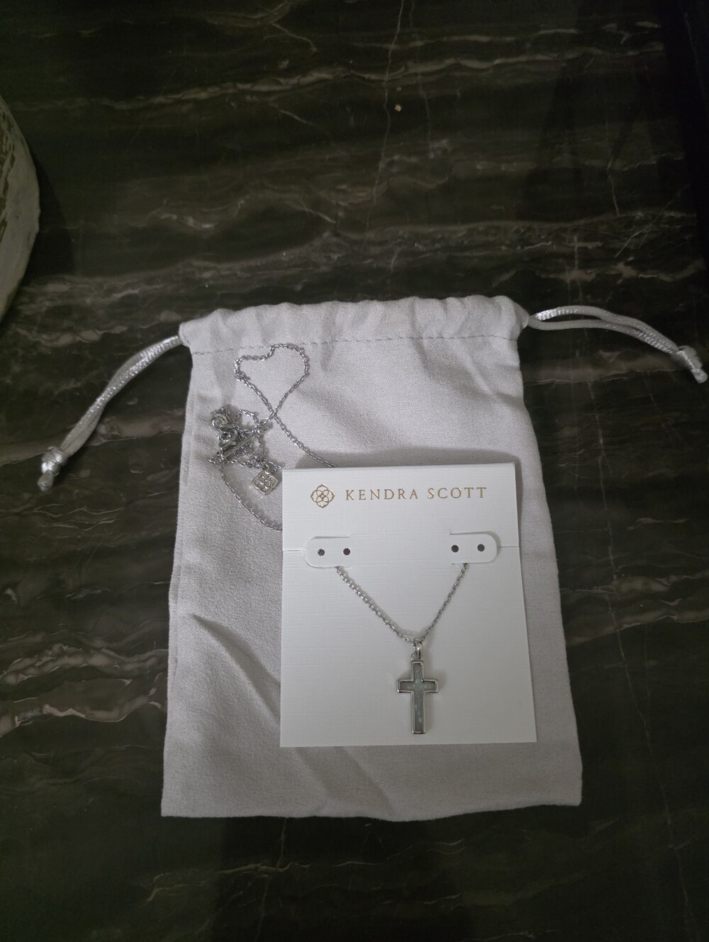 Kendra Scott Silver Cross Pendant Necklace with Shiny Silver Chain